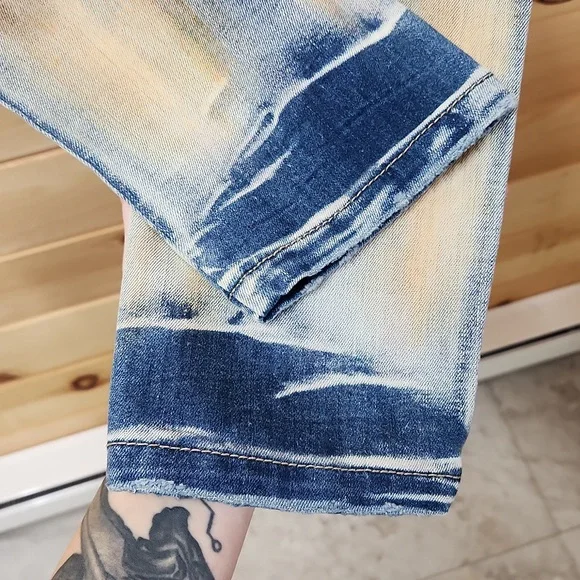 Free People Super Rare Unique Tie Dye Bleach Dirty Wash Jeans Size 29 Paintbrush - Picture 15 of 16
